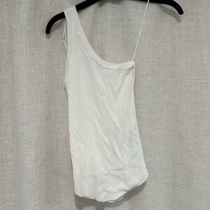 Zara One Shoulder Ribbed Knit Tank Top
